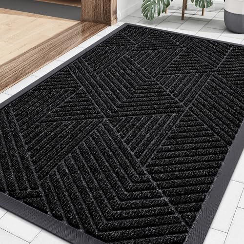 Smiry Front Door Mat Outside Entrance, Low Profile Rubber Doormat by Smiry