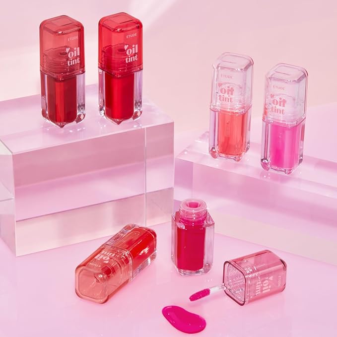 ETUDE Dear Darling Oil Tint #2 Plum Berry 4.2g | High Moisturizing and Strong Hydrating Lip Oil/Lip Gloss | Smooth and Moist Lips | Non-Sticky Lip Oil Tint For Dry Lips | K-beauty