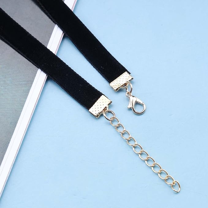 Vintage Satin Choker Necklace Pearl Pendant Necklace Black Bow Necklace Punk Leather Collar Necklace Chain Jewelry for Women and Girls