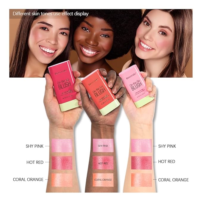 Soft Creamy Blush Stick, Multi-use Makeup Blush Stick for Cheeks and Lips Tint, Waterproof Solid Moisturizer Stick, Natural Smooth Blendable Matte Finish Face Blush Makeup,01 Shy Pink