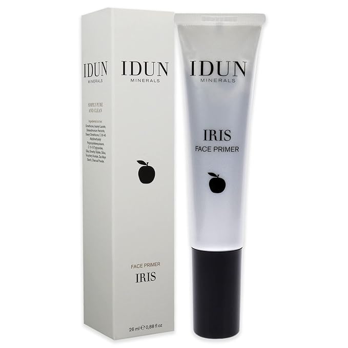 Liquid Face Primer, Iris - Creates Even Base, Helps Make-up Stay On - Silky Finish - 100% Vegan, Activated Charcoal, Safe for Sensitive Skin - Grey, 0.87 oz
