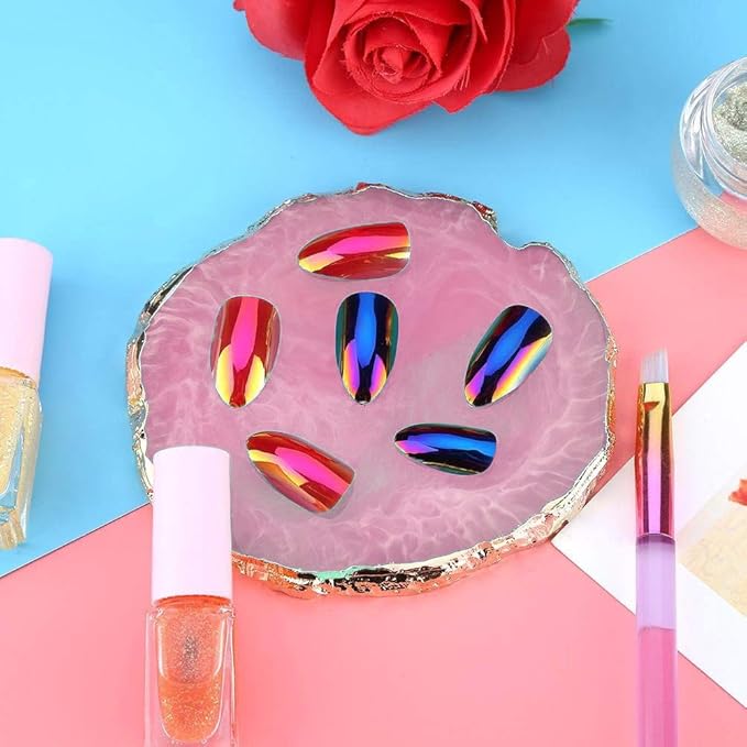 Resin Nail Art Palette, Kalolary Polish Holder Drawing Color Palette, Nail Art Painting Gel Palette Manicure Tool (Pink)