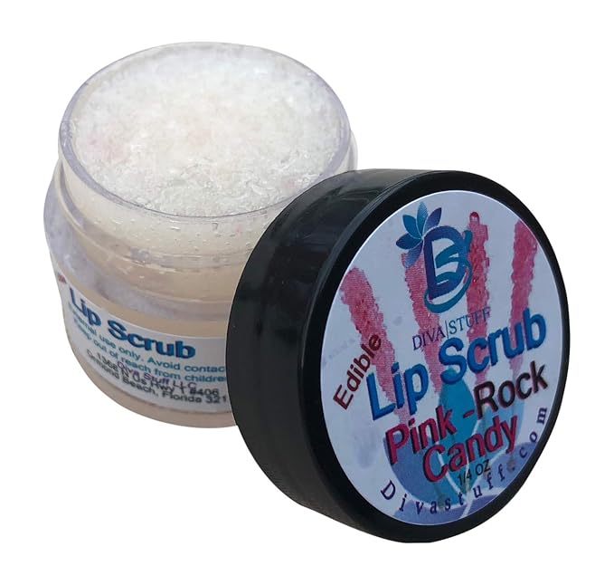 Diva Stuff Ultra Hydrating Lip Scrub for Soft Lips, Gentle Exfoliation, Moisturizer & Conditioner, Pink Rock Candy – ¼ oz (Made in the USA)
