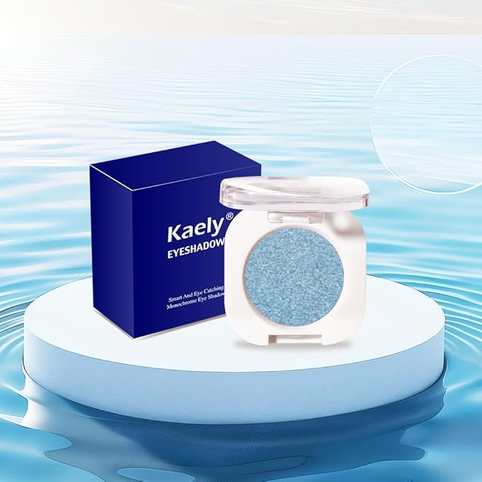 Sky Blue Single Metallic Shimmer Eyeshadow Makeup, Neutral Powde Eye Shadow for Women, Sky Blue Metallic Glitter Singles Eyeshadow Palette Pigmented Waterproof, Girls Monochrome Eyeshadows Gift