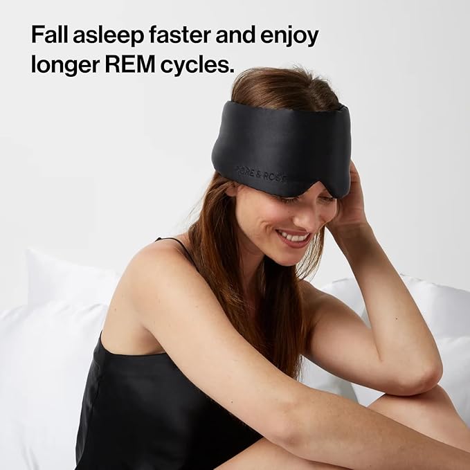 Dore & Rose Deep Sleep Mask Light Blocking, 23 Momme Mulberry Silk Eye Mask, Ultra Soft, Adjustable - Travel Sleeping Mask for Men & Women - Black