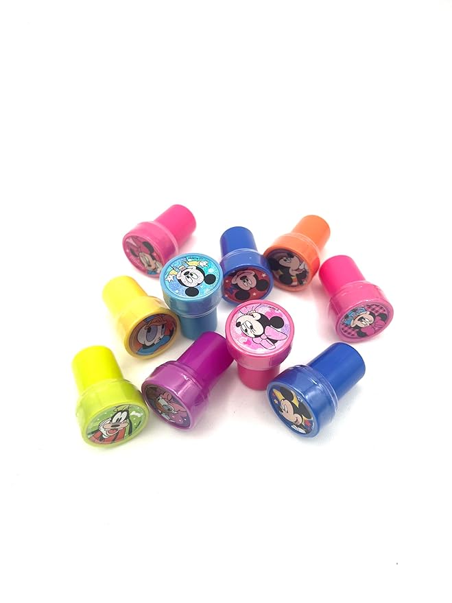 Disney Mickey and Minnie Lip Balm Bundle with 4 Lip Balms in Assorted Flavors - Bonus 1 Assorted Disney Stamp