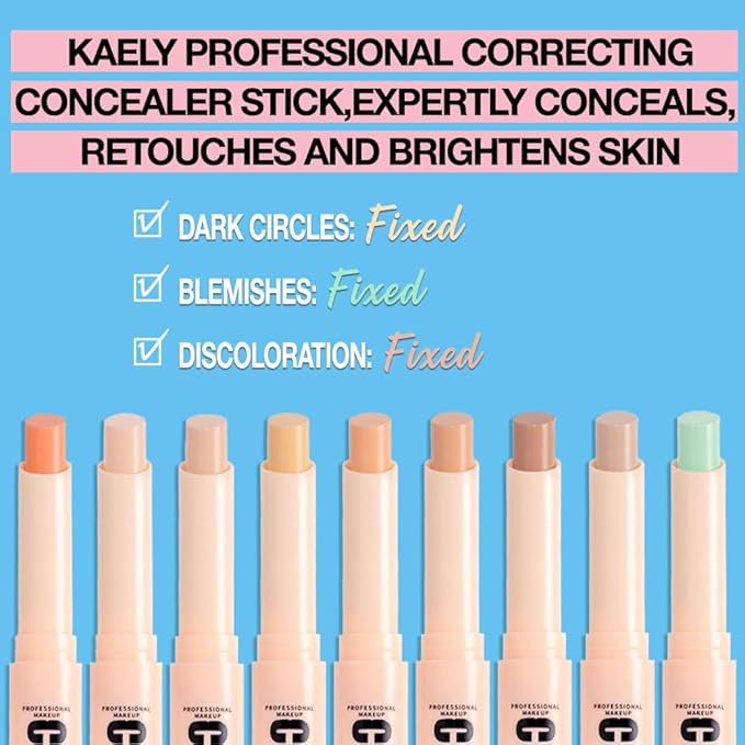 Kaely PROFESSIONAL MAKEUP Correcting Concealer Stick,Medium Coverage Concealer Crayon,under Eye Brightener Concealer for Dark Circles,corrector de ojeras,Lightweight,Vegan,03 LIGHT PINK