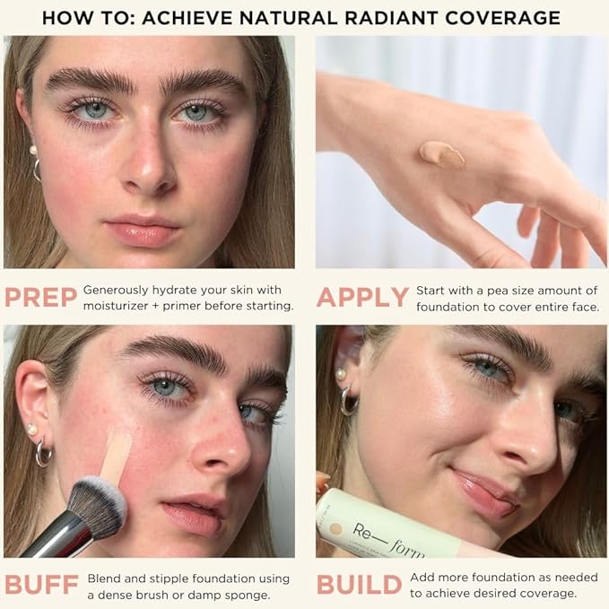 HALEYS Re-form Luminous Skin Foundation, VEGAN + CRUELTY-FREE, Blurs, Conceals, Blendable, Buildable Med-to-Full Coverage, Weightless, Oil-free, All-Day Wear, Hyaluronic Acid, All skin types (4.25)