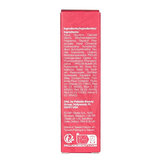 Palladio Jelly Tint, Liquid Stain for Cheeks & Lips, Vivid Color Lip Stain, Lightweight Non-Sticky and Transfer-proof, Natural Finish Makeup, Strawberry Sugar