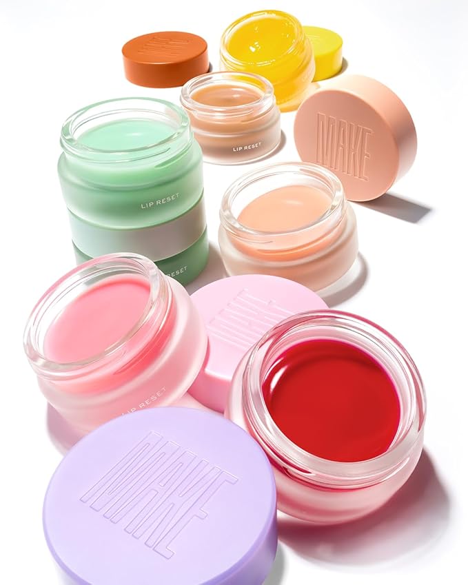 MAKE Beauty Lip Reset Overnight Lip Mask. Nourishing, Hydrating Lip Treatment for Dry, Flaky Lips. Plumps, Softens, and Smooths. Celestial Caramel Flavor