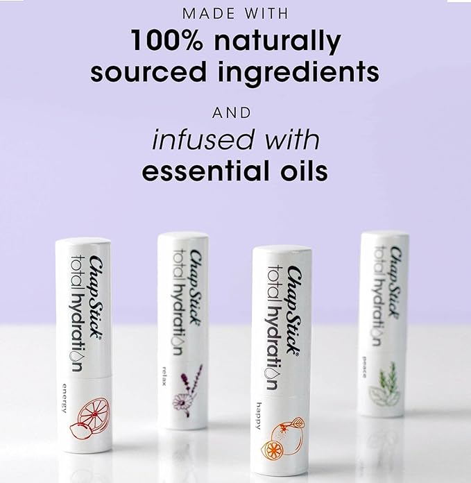 ChapStick Total Hydration Essential Oils Energy Lip Balm, Lime + Grapefruit Lip Balm Tube, Lip Care - 0.12 Oz