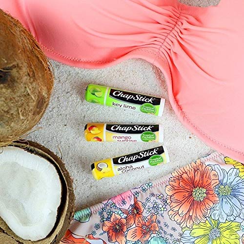 Chapstick Limited Edition Tropical Paradise Collection Aloha Coconut Flavored Skin Protectant Lip Balm Tube - Great for Moisturizing & Hydrating Chapped, Cracked, Dry Lips – 0.15oz Each, 12 Sticks