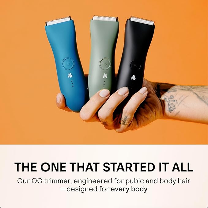 MERIDIAN The Trimmer Original - Body Hair Trimmer for Men, Electric Shaver for Pubic Hair, Chest, Legs & Bikini, Waterproof & Rechargeable, Sage