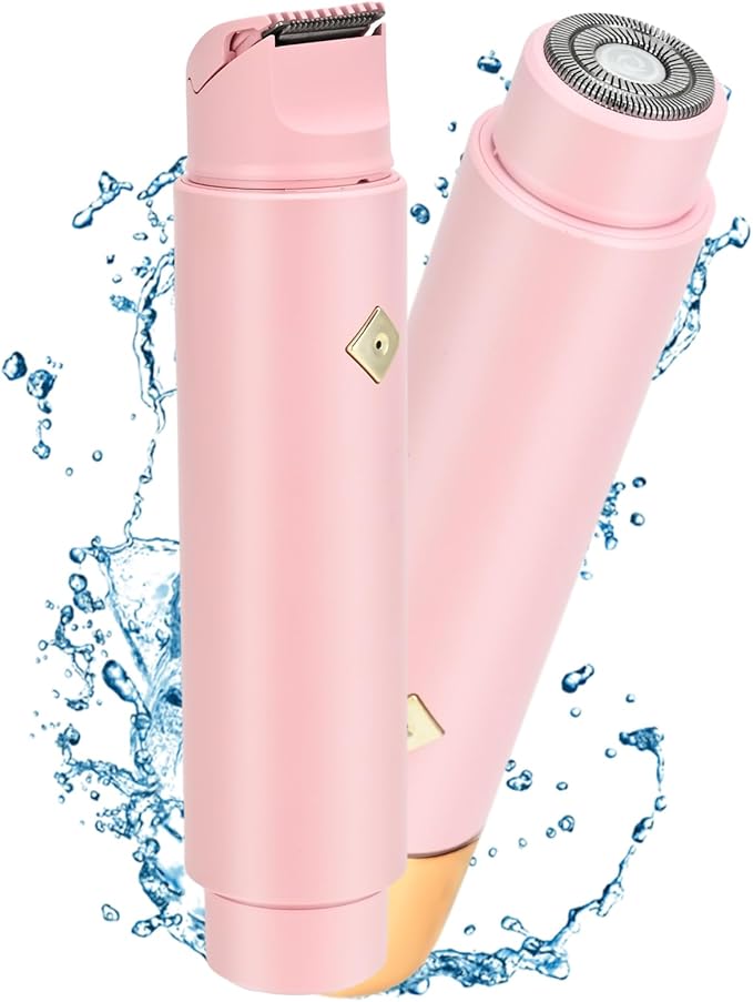 Electric Shaver & Bikini Trimmer for Women – 2-in-1 Design, Waterproof, Type-C Charging, Gentle on Sensitive Skin, Ideal for Travel and Daily Use, Pink