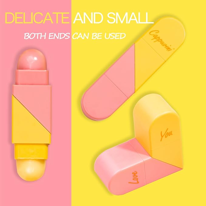 Heart Shaped Dual-use Deformable Lip Balm Stick - Honey,One end is colorless, while the other end is pink can be used as makeup, lipstick Peach. Repair, Keep Lips Moisturized, Gifts