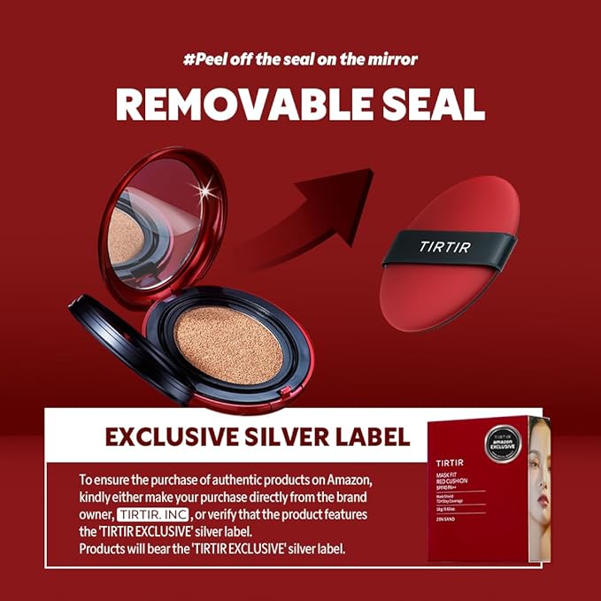 TIRTIR Mask Fit Red Cushion Foundation | Japan's No.1 Choice for Glass skin, Long-Lasting, Lightweight, Buildable Coverage, Semi-Matte (22N Shell Beige, 0.63 Fl Oz (Pack of 1))