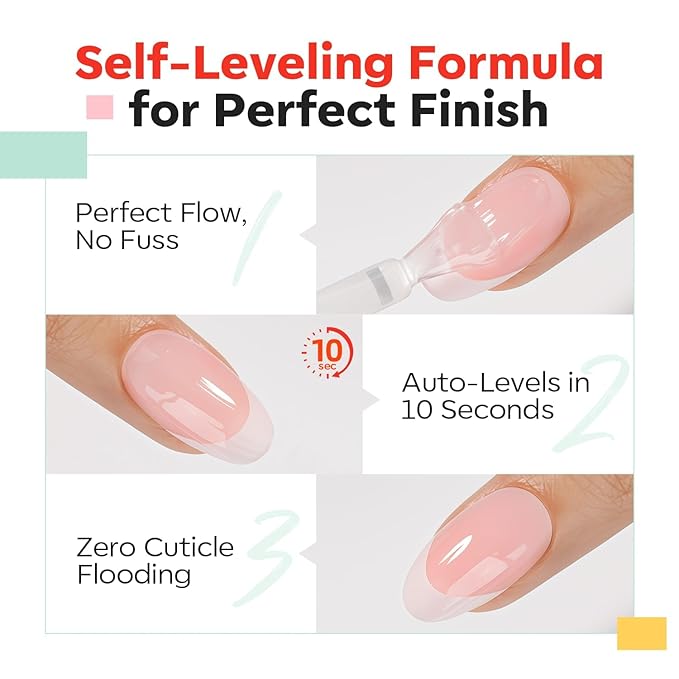 modelones Nail Builder Gel Top Coat, 2-in-One Clear Builder for Nails, LED Lamp Cured Top Coat Strengthener Glue Gel Polish in a Bottle for DIY Home Salon Gifts, 15ML