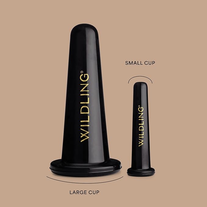 WILDLING Lumin Cupping Set I Facial Cupping Tools to Decrease Puffiness, Increase Collagen Production, Sculpt Cheeks + Chin, Detox + Clear Breakouts