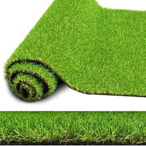 Realistic Artificial Grass Rug 7 FT x 8 FT Fake Faux Turf Grass, 0.8"" Indoor by ZGRHOMEGARDEN