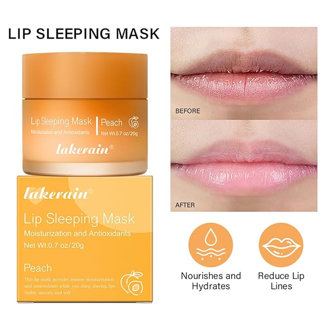 Sleeping Lip Mask, Long-Lasting Nourish & Hydrate Lip Mask, Lip Balm, Lip Oil, Lip Skin Care, Hydrating, Moisturizing Lip Lines Night Sleep Care Lip Anti-chapped Lip Cream (01# Peach)