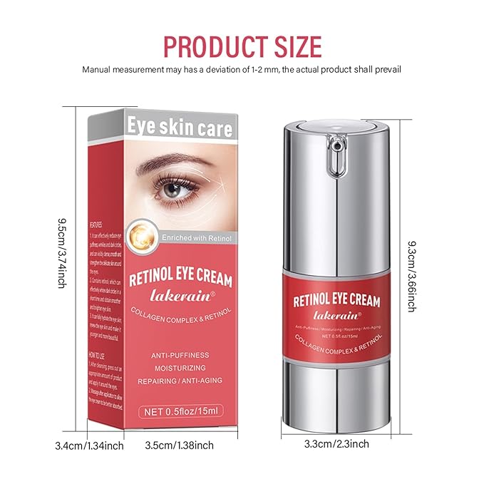 Retinol Eye Cream For Dark Circles And Puffiness, Repair Under Eye Retinol Cream with Hyaluronic Acid and Collagen, Smooth Fine Lines, Wrinkles, Bags & Dark Spots, Tightens Eye Skin Care(Retinol)