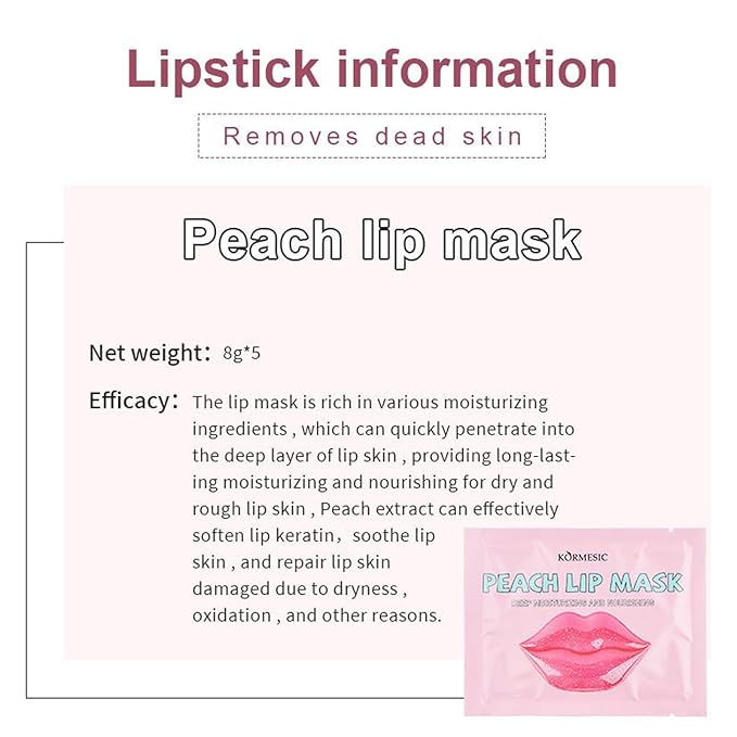 4 In 1 Peach Lip Care Kit With Lip Exfoliator Scrub And Moisturizer, Peach Scrub Bubble, Hydrating Lip Mask, Lip Scrubs Gentle Exfoliating, Instant Moisturizing, Lip Balm Hydrating For Very Dry Lips