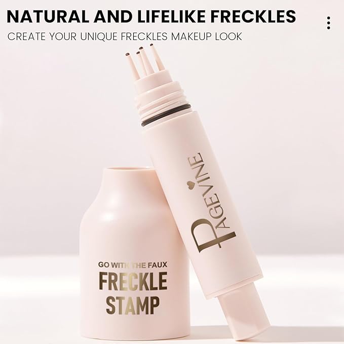 Freckle Stamp Pen,Fake Freckles Stain Marker Pencil Tool for Natural and Lifelike Sunkissed Face Freckle Makeup for Waterproof and Long-Lasting,Quick Dry 5-Point Faux Freckle Stamp Cushion, 01 Light