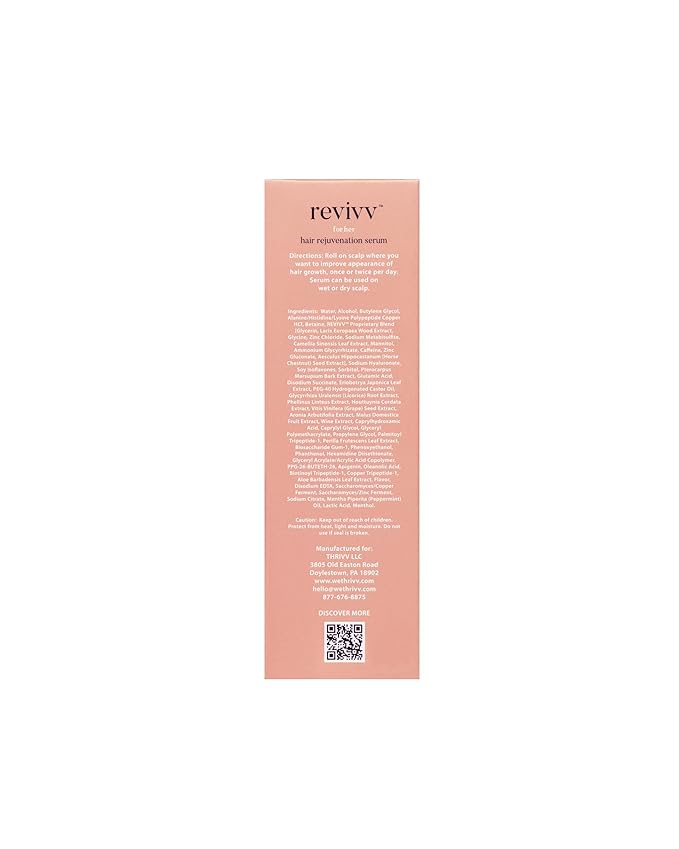 REVIVV Women Hair Growth Serum, 100% Natural Growth Products, Topical Solution for Visibly Thicker & Fuller Hair, Dermatologist Recommended, 1-Pack, 1oz Bottle, 45-Day Supply