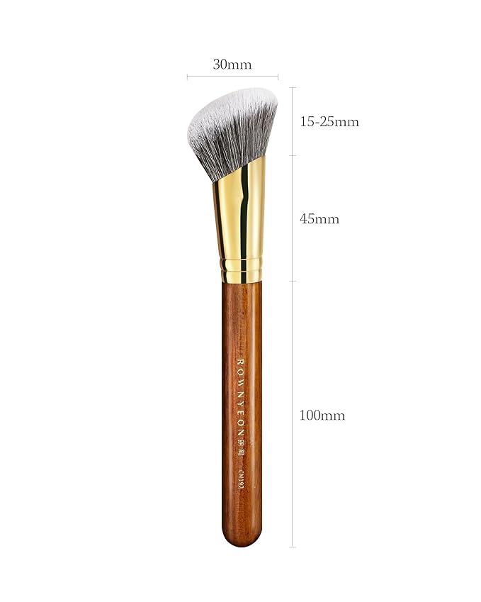 Desert Oak Series SlopeBlur Stipple Brush - Angled Nylon Bristles for Seamless Cream/Liquid/Powder Blending, Contour & Blush Application, Bubinga Handle (CM 192)