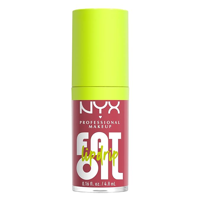 NYX PROFESSIONAL MAKEUP Fat Oil Lip Drip, Moisturizing, Shiny and Vegan Tinted Lip Gloss - Chillin Like a Villain (Pale Dusty Rose)