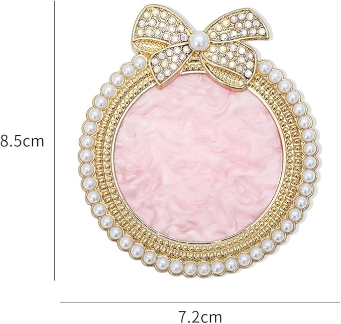 Bow Resin Nail Art Palette, Nail Polish Makeup Mixing Plate, Bow Shaped Pearl Inlaid with Diamonds Nail Display Board Palette (Pink)