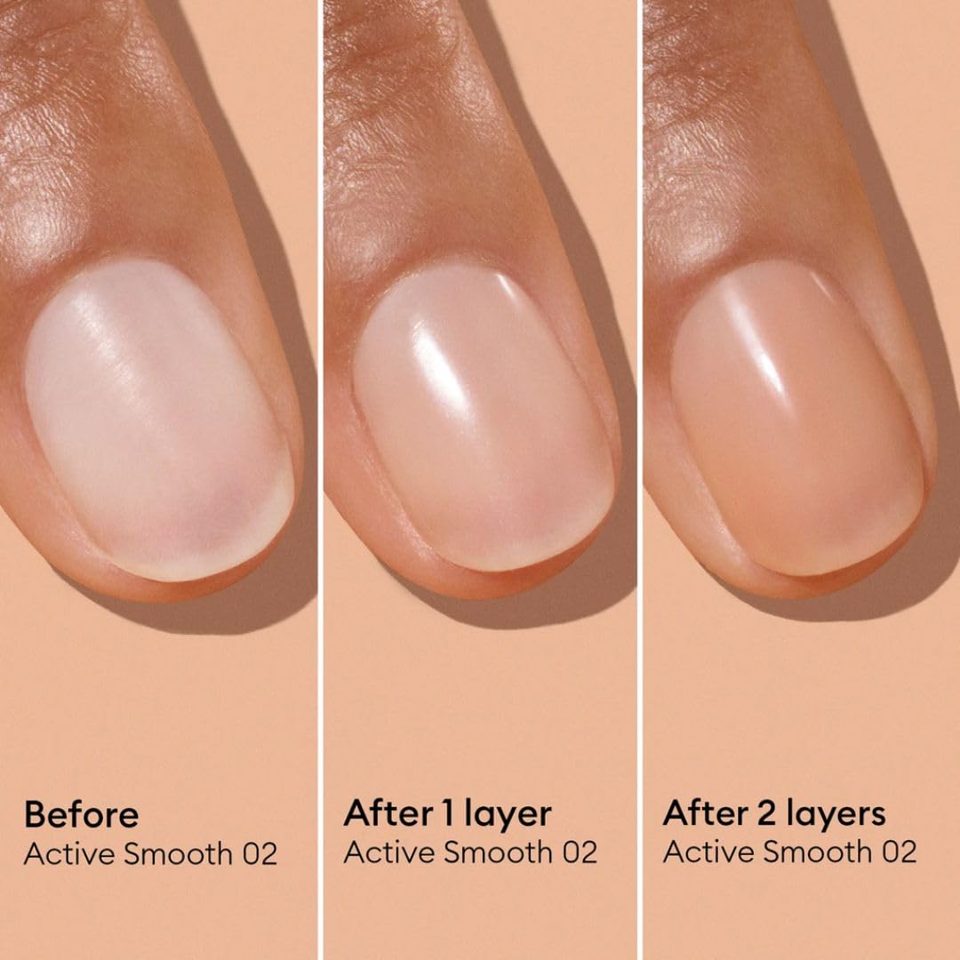 Manucurist Active Smooth 02 Nail Concealer Polish & Care - 2 in 1 Nude Nail Polish : Nail Strengthener and Growth - Nail Concealer - Ridge Filler for Nails - Natural Nail Polish - Golden Finish