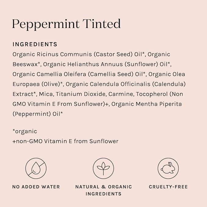 Kari Gran Lip Whip | Moisturizing Lip Balm with Organic Oils | Glossy Sheen + Peppermint | Rich Buttery Texture, Hydrates & Protects | Non-GMO, Organic Ingredients, Made in USA (Tinted Peppermint)