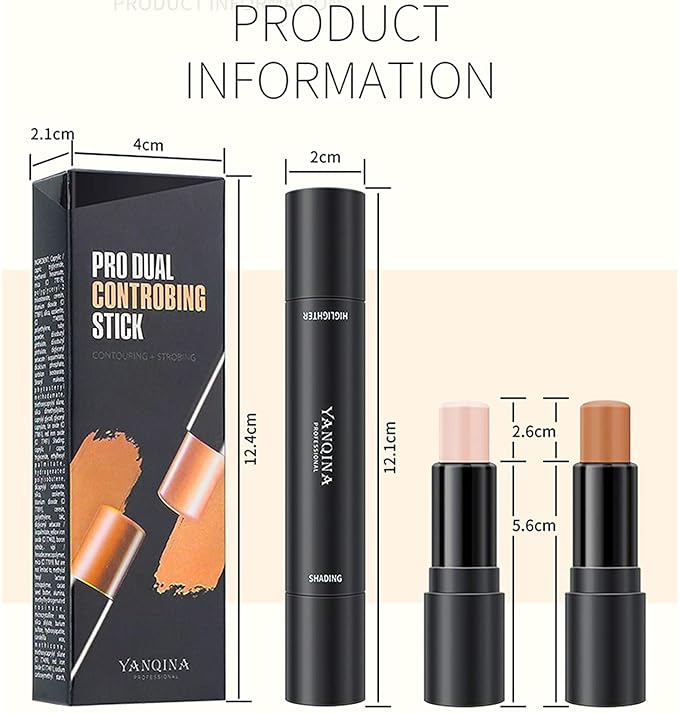 Double-End Contour Highlighter Stick Contour Stick, Face Highlighter, Contour Makeup Contouring Sticks Cream Concealer (4)