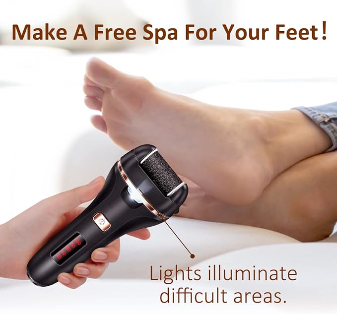 Electric Callus Remover for Feet,Rechargeable Foot File Hard Skin Remover,Waterproof 14 in1 Professional Pedicure Kit for Cracked Heels &Dead Skin,with 3 Roller Heads 2 Speed