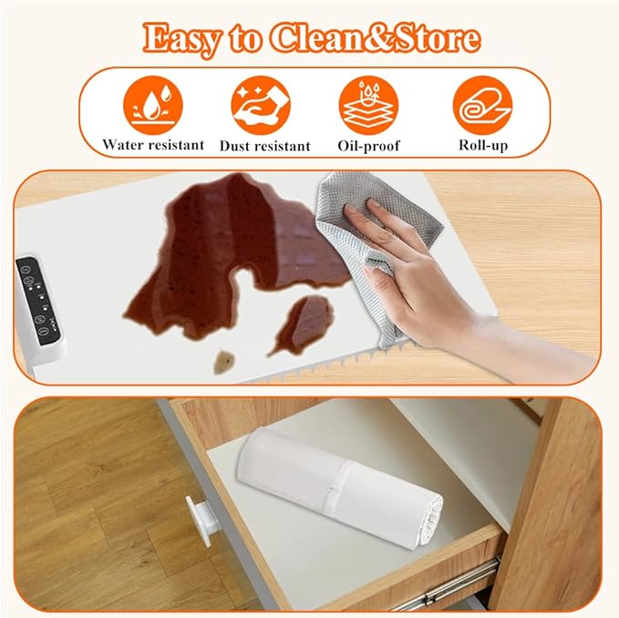 Food Warmer Mat, Electric Warming Tray, Portable Food Warming Mat with Adjustable Temperature and Timer, Roll Up Heating Mat for Food,Full Surface Heating,Fast Heating for Daily Use, Gatherings,Party