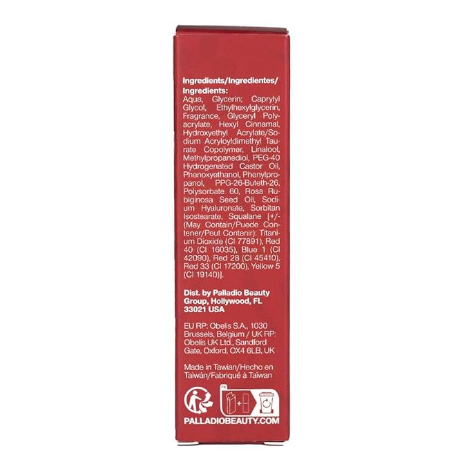 Palladio Jelly Tint, Liquid Stain for Cheeks & Lips, Vivid Color Lip Stain, Lightweight Non-Sticky and Transfer-proof, Natural Finish Makeup, Cherry Rose