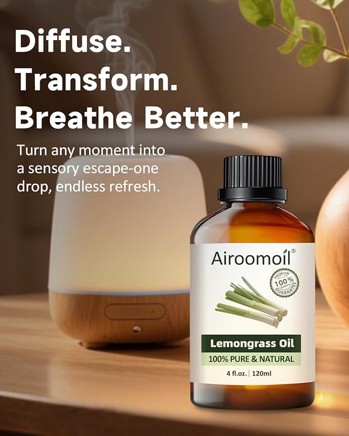 Pure Citronella Essential Oil, 100% Pure Natural Citronella Essential Oil, Premium Grade Essential Oils for Diffusers for Home, Skin, Care Massage, Soap Making, Aromatherapy, 4 Fl Oz | 120ml