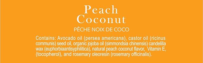 Peach Coconut Lip Balm Collection, Vegan Lip Balm Set, Lip Balm, Beeswax Free, with Avocado Oil, Organic Jojoba Oil, and Vitamin E, Natural Moisturizer for Dry, Chapped Lips, 3 Tube Set
