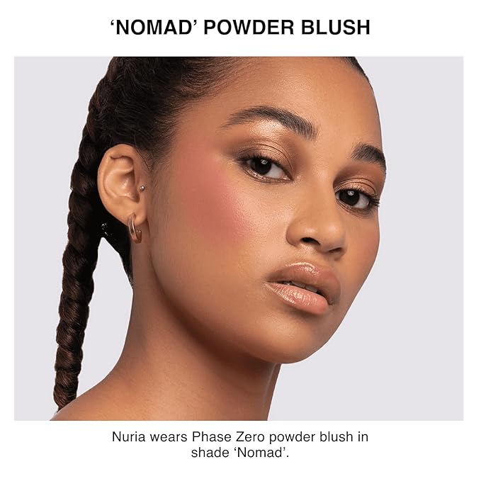 Makeup Powder Blusher - "Nomad" - 4g / 0.141 oz - Full Coverage, Natural Blush - Soft, Buildable Pink, Coral, Peach & Golden Hues - Matte & Shimmering Shades Gives Cheeks a Radiant Glow