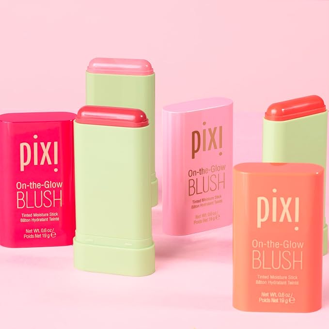 Pixi On-the-Glow Blush, Hydrating Tinted Moisture Blush Stick with Ginseng, Aloe Vera & Fruit Extracts, For Cheeks & Lips, 19g / 0.6oz, Paraben-Free (Fleur)