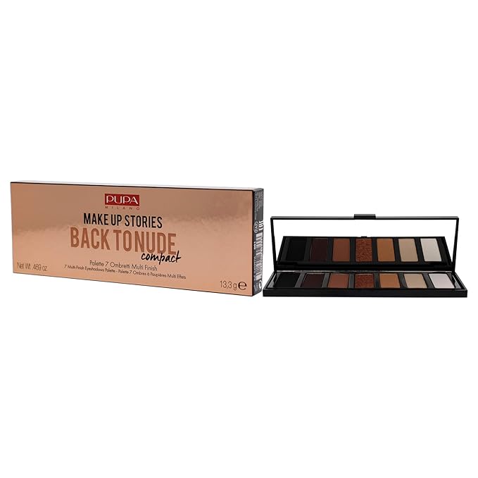 Pupa Milano Make Up Stories Eyeshadow Palette 001 Back To Nude - 7-Shade Shadow Collection with Matte, Satin, and Metallic Color Options - High Pigment Formula - Soft, Blendable Texture - 0.469 oz