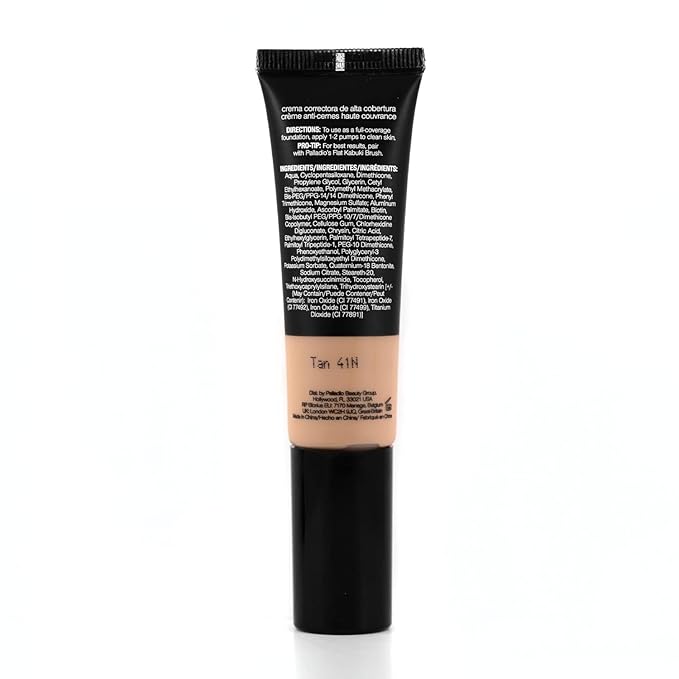 Palladio Full-Coverage Color Correction CC Cream, Oil-Free with Peptides & Vitamin C, Best for Correcting Redness and Uneven Skin Tone, Buildable Foundation Coverage (Tan 41N)