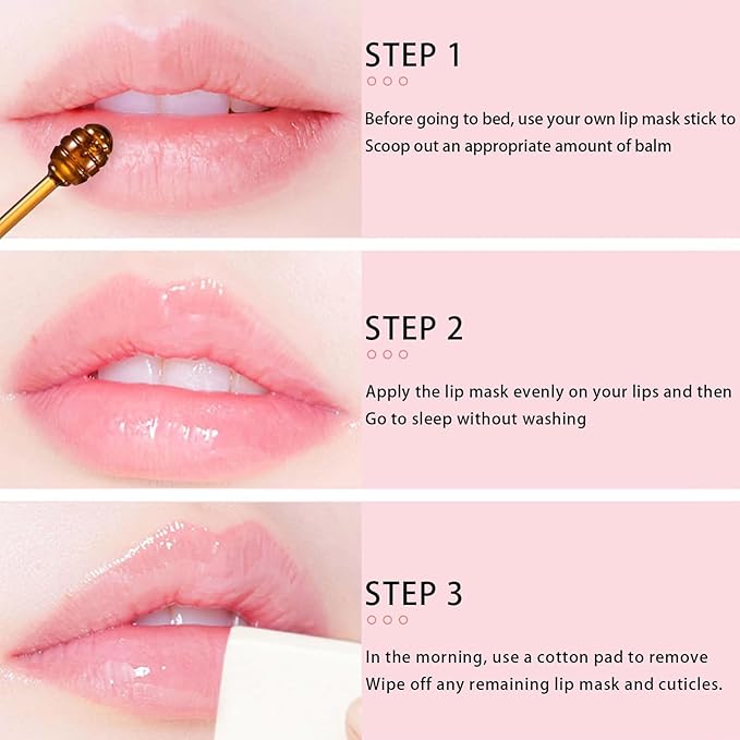 Bee Lip Balm Honey Pot, Strawberry & Honey Moisturizing Propolis Lip Mask, Hydrating & Prevention Dry and Cracked Lip Scrubs Exfoliator, Reduces Lip Lines (Red Yellow Pink)