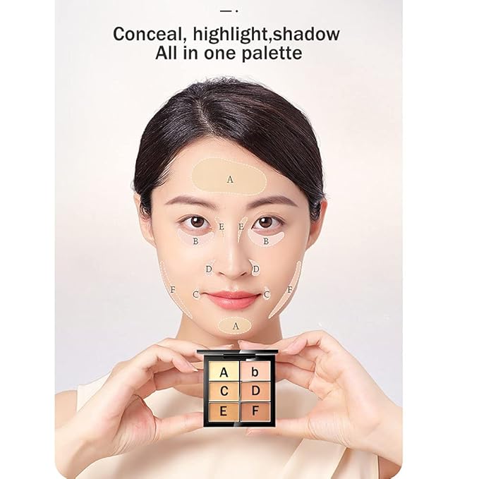 Concealer Palette 6 Shades Makeup Contour Palette Facial Camouflage Contour Full Coverage Foundation Cream Beauty Make up Concealer Kit (6 colors)