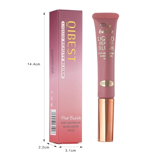 Liquid Blush Beauty Wand Matte Cream Blush Stick with Soft Cushion Applicator For Natural Cheek Tint Blendable Lightweight Long Lasting Dewy Finish makeup blush for Face(03 Plum Wine)