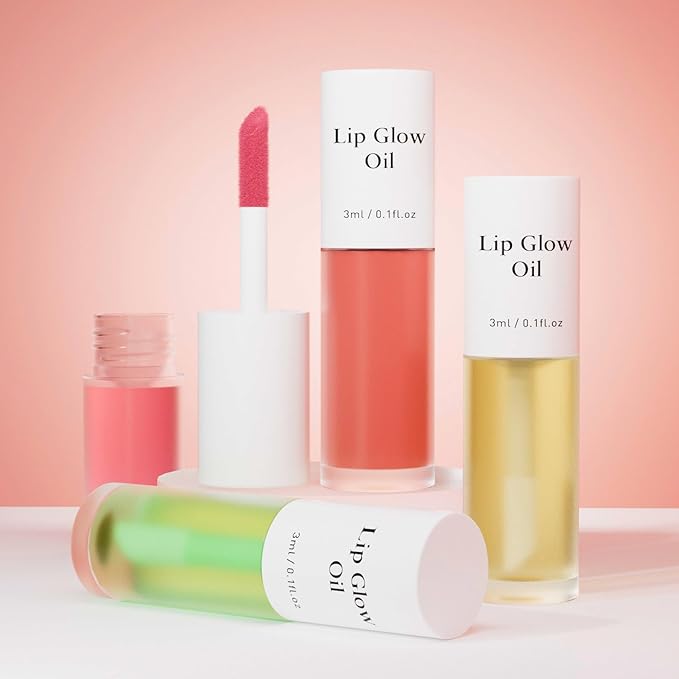 Plumping Lip Oil, Long Lasting Hydrating Lip Stain Lip Balm Revitalizing, Transparent and Tinting Lip Care Oil for Dry Lip (Peony)