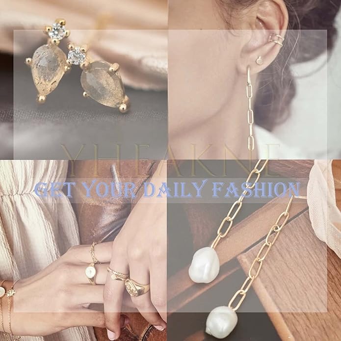 Boho Pearl Drop Dangle Earrings Gold Pearl Ear Jacket Earrings Vintage Dangle Pearl Tassel Earrings Double Way Front Back Earrings Jewelry for Women Gifts