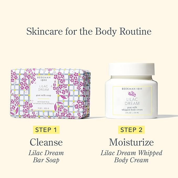 Beekman 1802 Lilac Dream Whipped Body Cream - 8 oz - Moisturizes, Soothes & Softens - With Coconut Oil and Mango Seed Butter - No Irritation - Good for Sensitive Skin