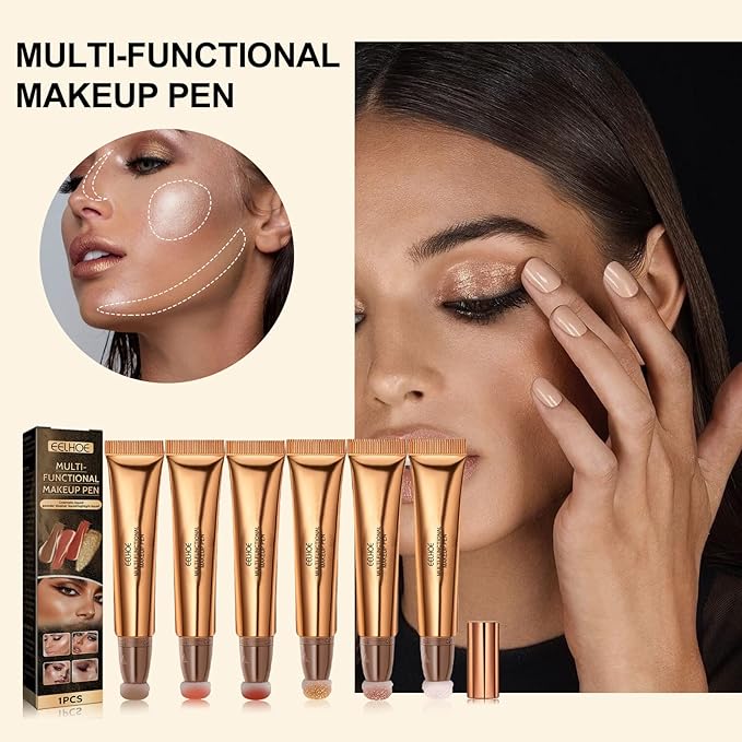 Contour Beauty Wand, Liquid Face Concealer Contouring Highlighter Blusher Stick with Cushion Applicator, Long Lasting Smooth Natural Matte Finish, Lightweight Blendable Super Silky Cream Contour Stick